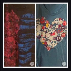 Bundle of 2 Tees Size XXL Peace Heart and Stars and Stripes